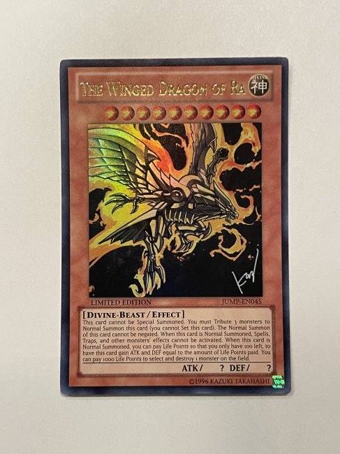 Yu-Gi-Oh! The Winged Dragon Of Ra. LIMITED EDITION.: ULTRA. Alternate art jump promo. 1996 Kazuki Takahashi.
