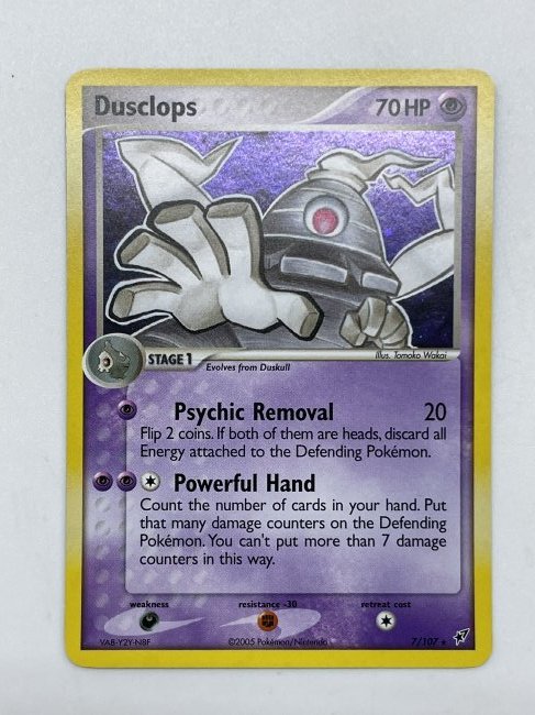 Dusclops, RARE HOLO, Pokémon Card: 7/107! 70 HP, 2005 Pokémo/Nintendo. Excellent condition.