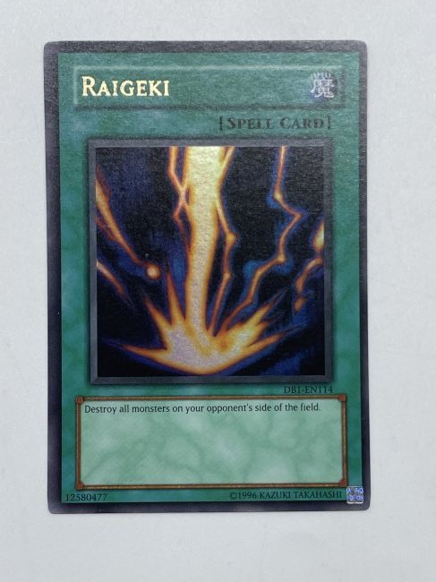 Yu-Gi-Oh! Raigeki. 1st Edition.: Ultra. Spell Card. 1996 Kazuki Takahashi.