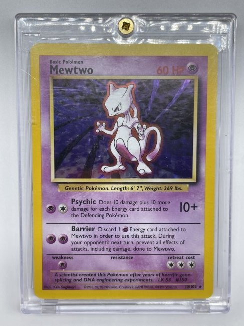 Mewtwo, Reverse HOLO, Basic Pokémon. 10/102.: 60 HP. Genetic Pokémon. 1995,96,98 Nintendo