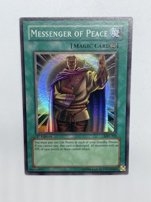 Yu-Gi-Oh! Messenger Of Peace. Super Card.: 1st Edition. Magic Card. If PSA graded 10-$300. 1996 Kazuki Takahashi.