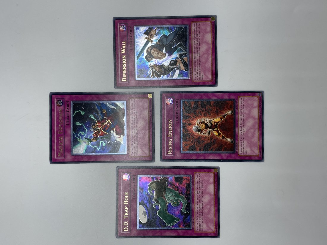 Yu-Gi-Oh! Magical Explosion, D.D. Trap Hole, Rising Energy, Dimension Wall.: Ultimate, 1st Edition, Trap Cards. 1996 Kazuki Takahashi.