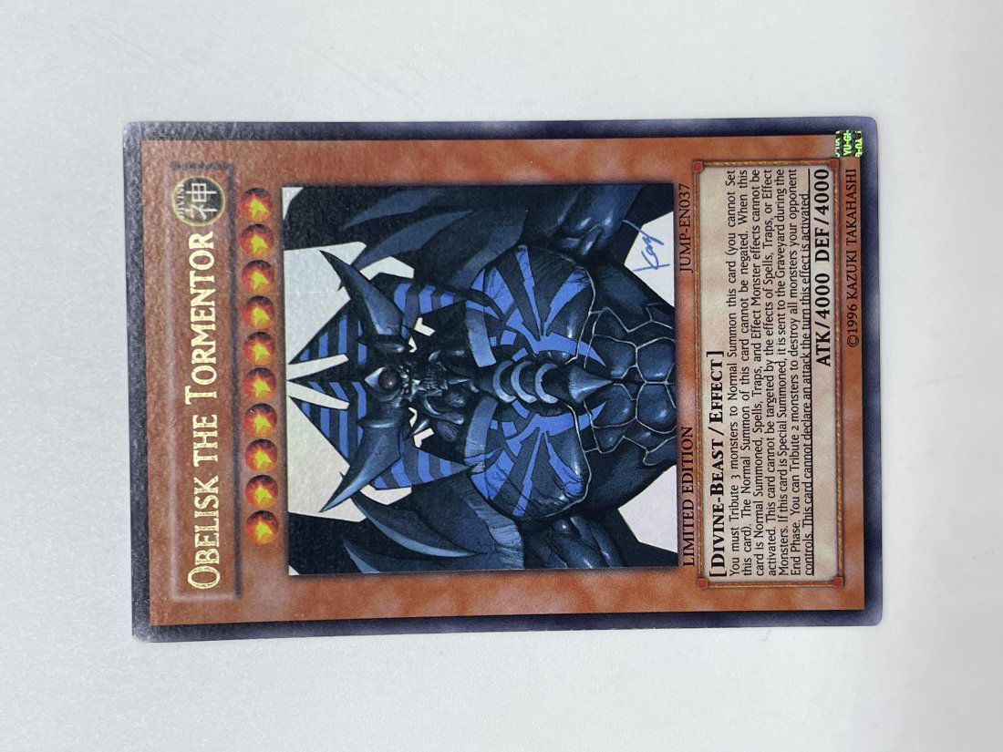 Yu-Gi-Oh! Obelisk The Tormentor. LIMITED EDITION.: Alternate Art, Jump PROMO. Ultra card. JUMP-EN037. 1996 Kazuki Takahashi.