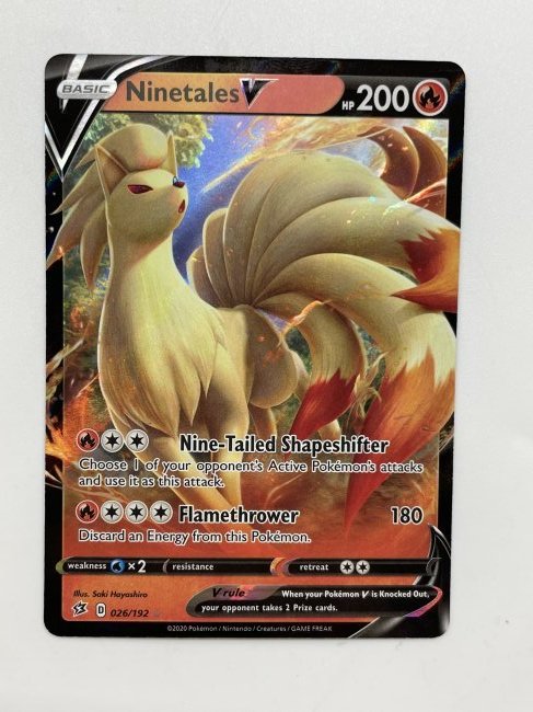 Ninetales Basic HOLO, Full Body Art. Nine-Tailed Shapeshifter: 200 HP, 2020 Nintendo/Pokémon Card.