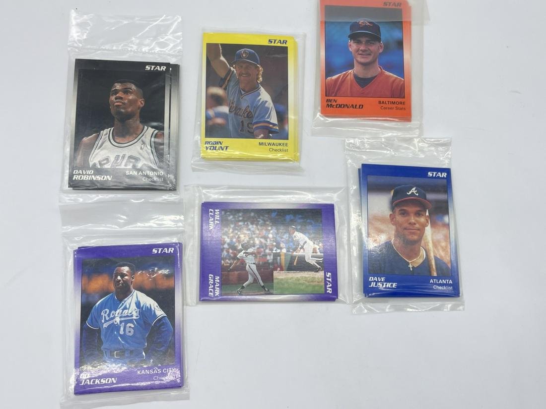 1990 The Star Co, Collectible Card Packs. Dave Justice, Robin Yount, Bo Jackson, David Robinson And (1 of 5)