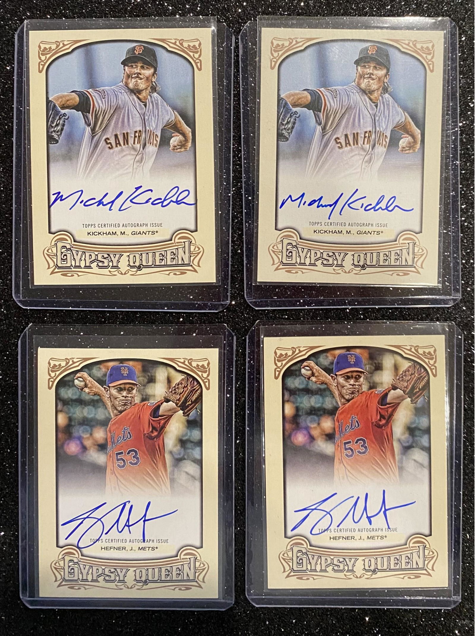 (4) Gypsy Queen TOPPS Certified Autograph Baseball Cards: Jeremy Hefner And Mike Kickham (1 of 2)