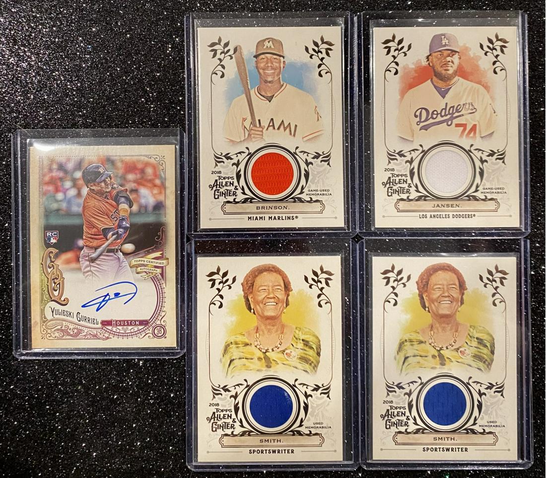 TOPPS Allen And Ginter Relic Cards (4) Plus (1) Gypsy Queen Autograph 2017 Gurriel Baseball Card (1 of 2)
