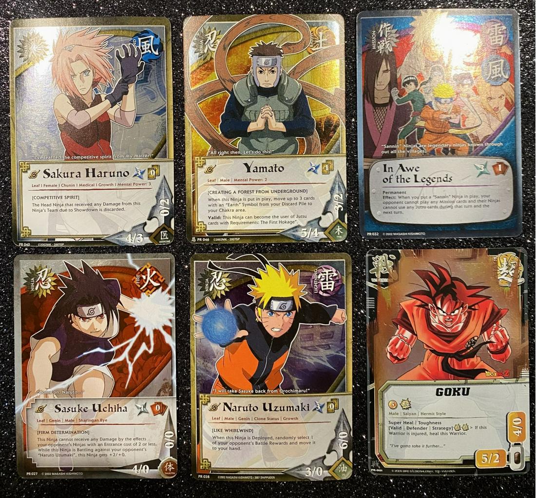 (5) NARUTO Collectible Trading Cards, Plus (1) Dragon Ball Z GOKU Card (1 of 2)