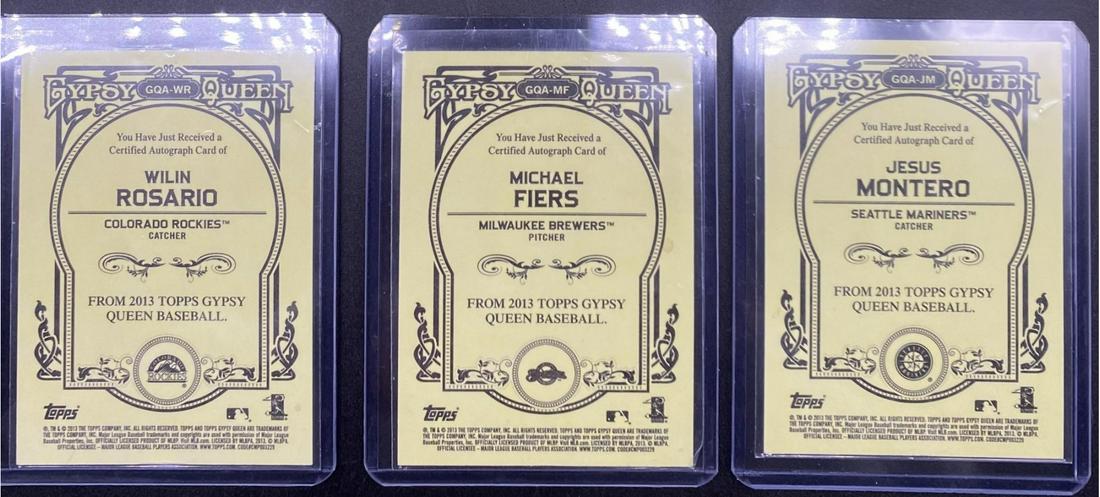 Gypsy Queen Certified Autographed MLB Baseball Card By TOPPS: Rosario, Fiers, And Montero (1 of 2)