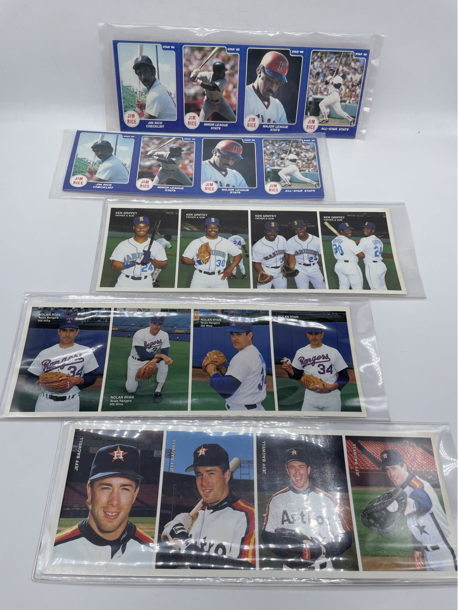 1992 Mothers Cookies, Ken Griffey Sr., Jeff Bagwell, Nolan Ryan, And Jim Rice.: 1992 Mothers Cookies, Ken Griffey Sr., Jeff Bagwell, Nolan Ryan, And Jim Rice.