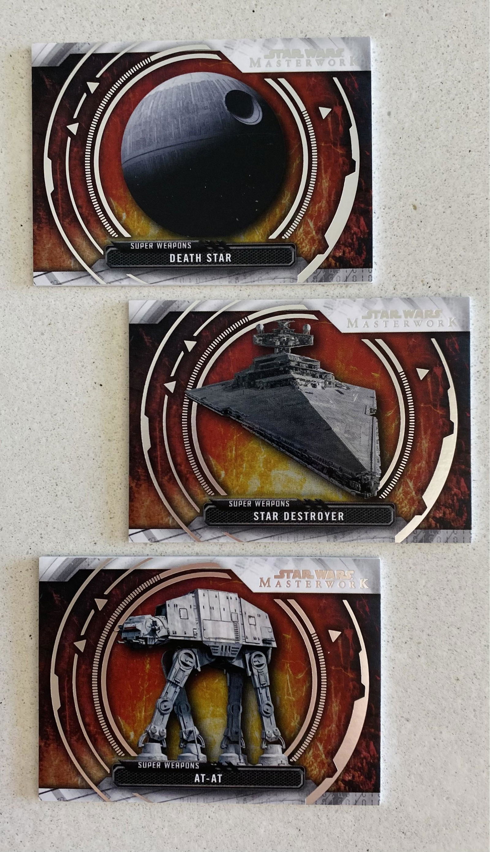 (3) Star Wars Masterwork, Super Weapons Series Including Death Star And Star Destroyer. TOPPS (1 of 2)