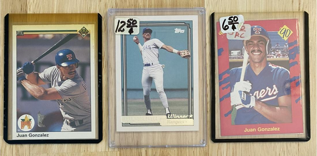 (3) 1990-92 Juan Gonzalez Baseball Cards, Including RARE Rookie Card (1 of 2)