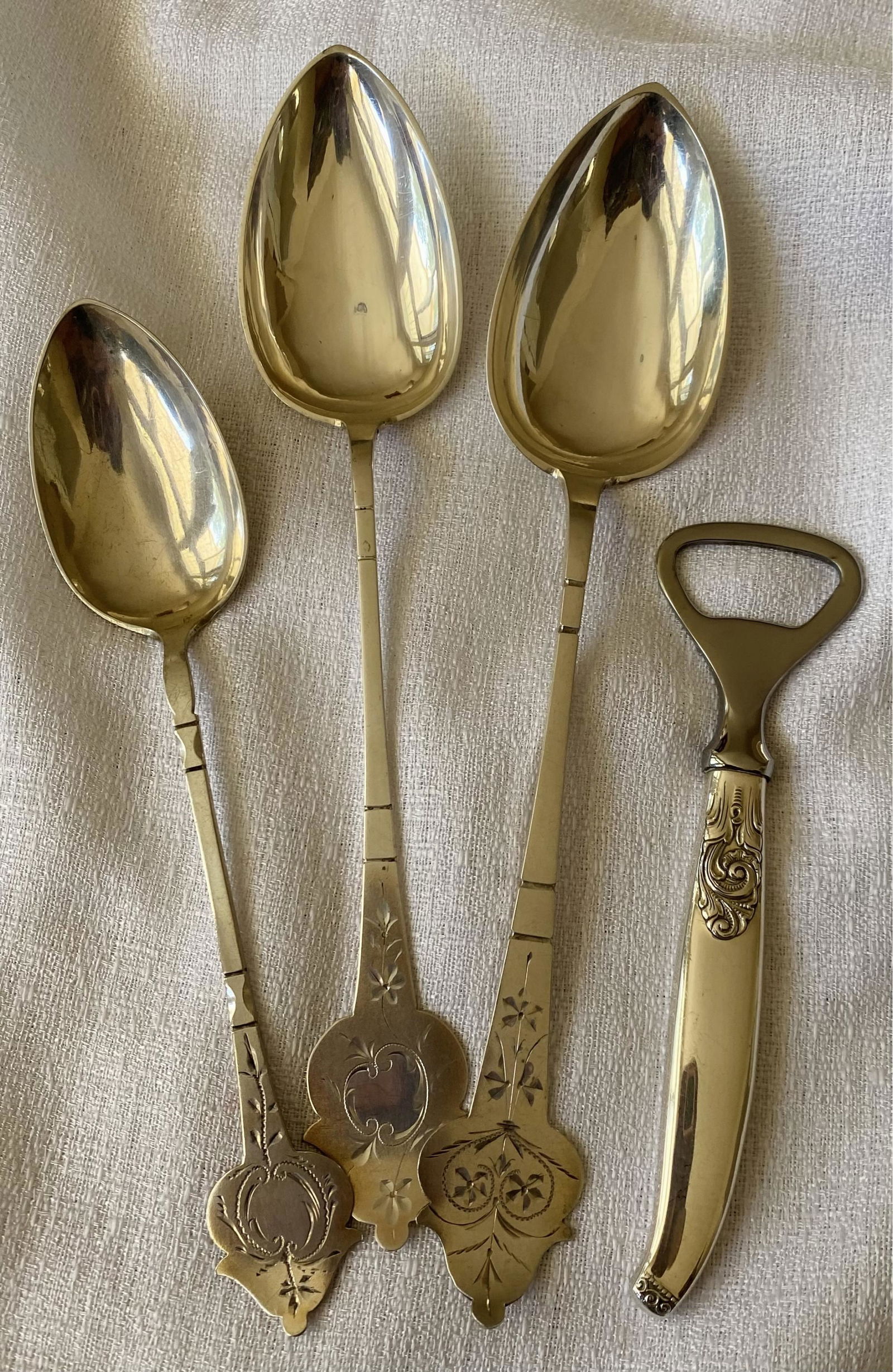 (3) Bernh Hansen Silver Plate Spoons, Plus Bottle Opener (1 of 1)