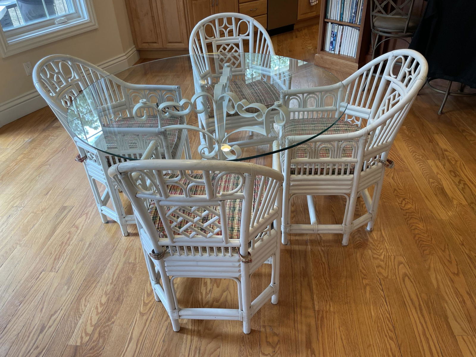 Brighton Style Chairs (4) And White Painted Dining Table With Glass Top (1 of 6)