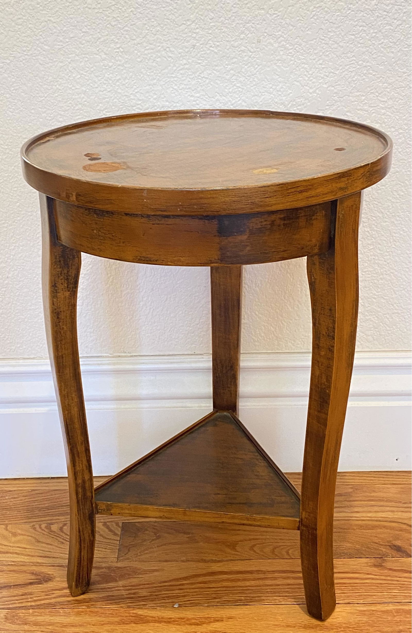 Mid Century Wooden Round End Table (1 of 2)