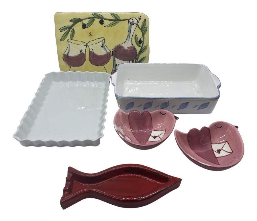 Adorable Assortment Of Baking Dishes, Cutting Board And Candy Dishes: Adorable Assortment Of Baking Dishes, Cutting Board And Candy Dishes