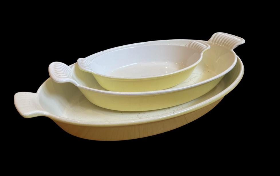 Set Of Three Yellow Serving Dishes. Made In France (1 of 3)