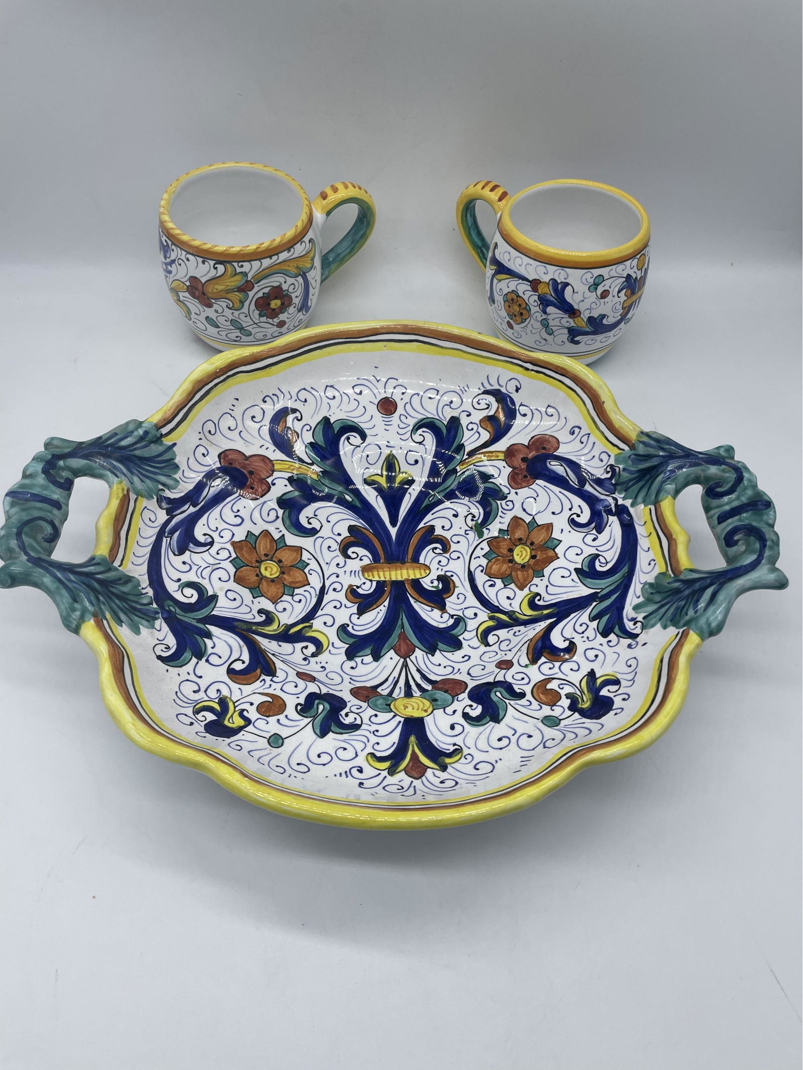 Deruta Italy, Ricco Authentic Ceramic Bowl And Two Deruta Mugs (1 of 5)