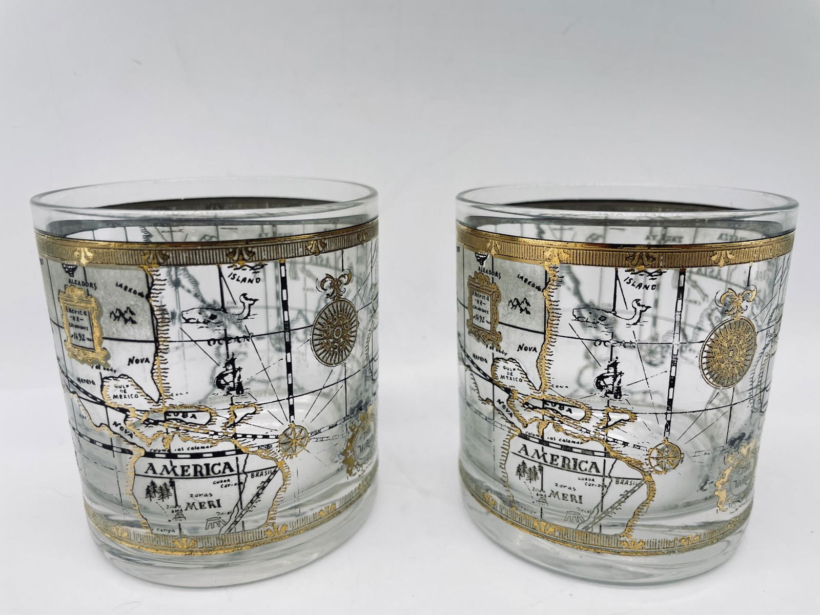 Vintage Old World Map Drinking Glasses (2) (1 of 2)