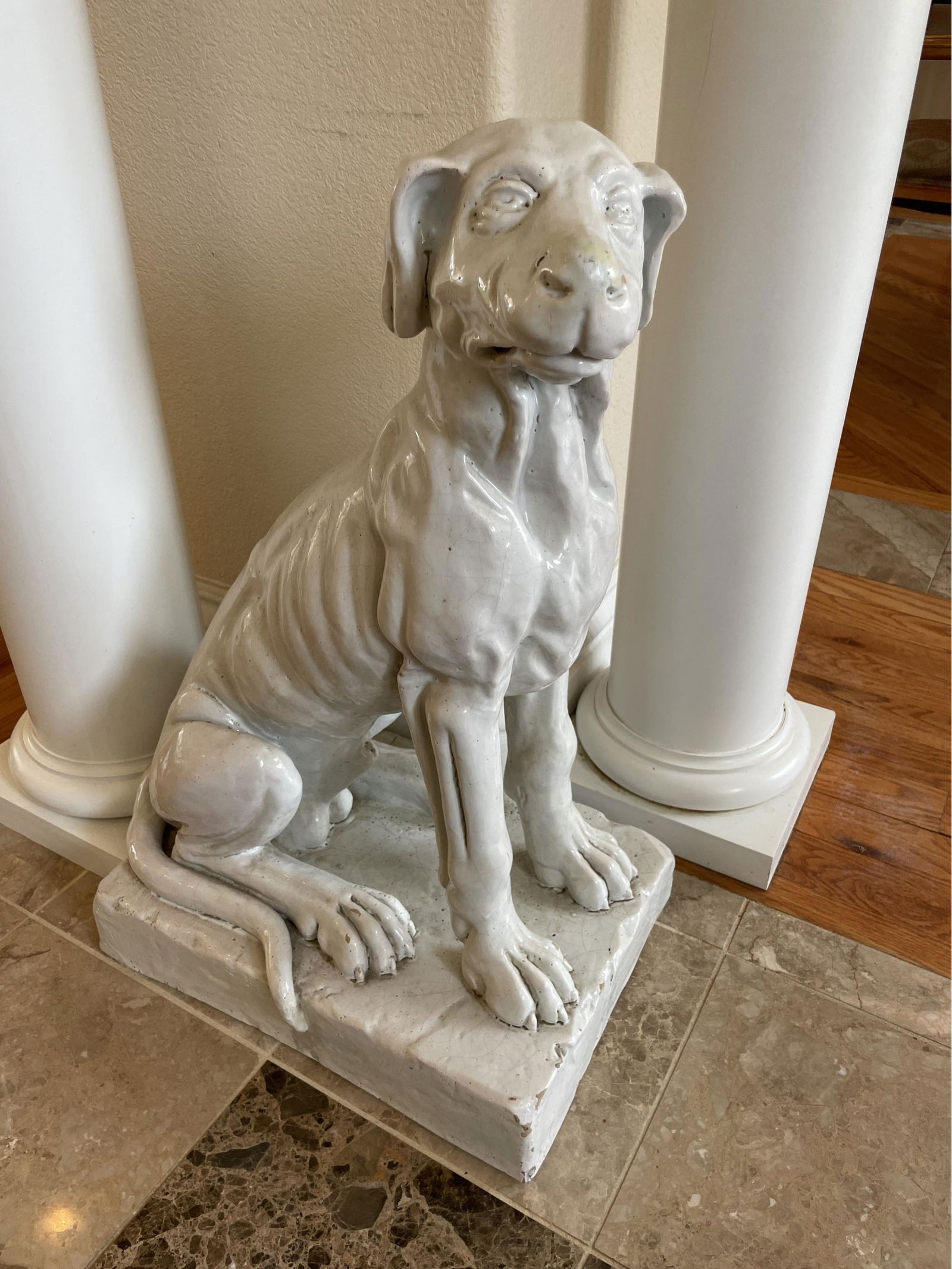 Life Size Porcelain (or Terra Cotta) Dog Statue (1 of 8)