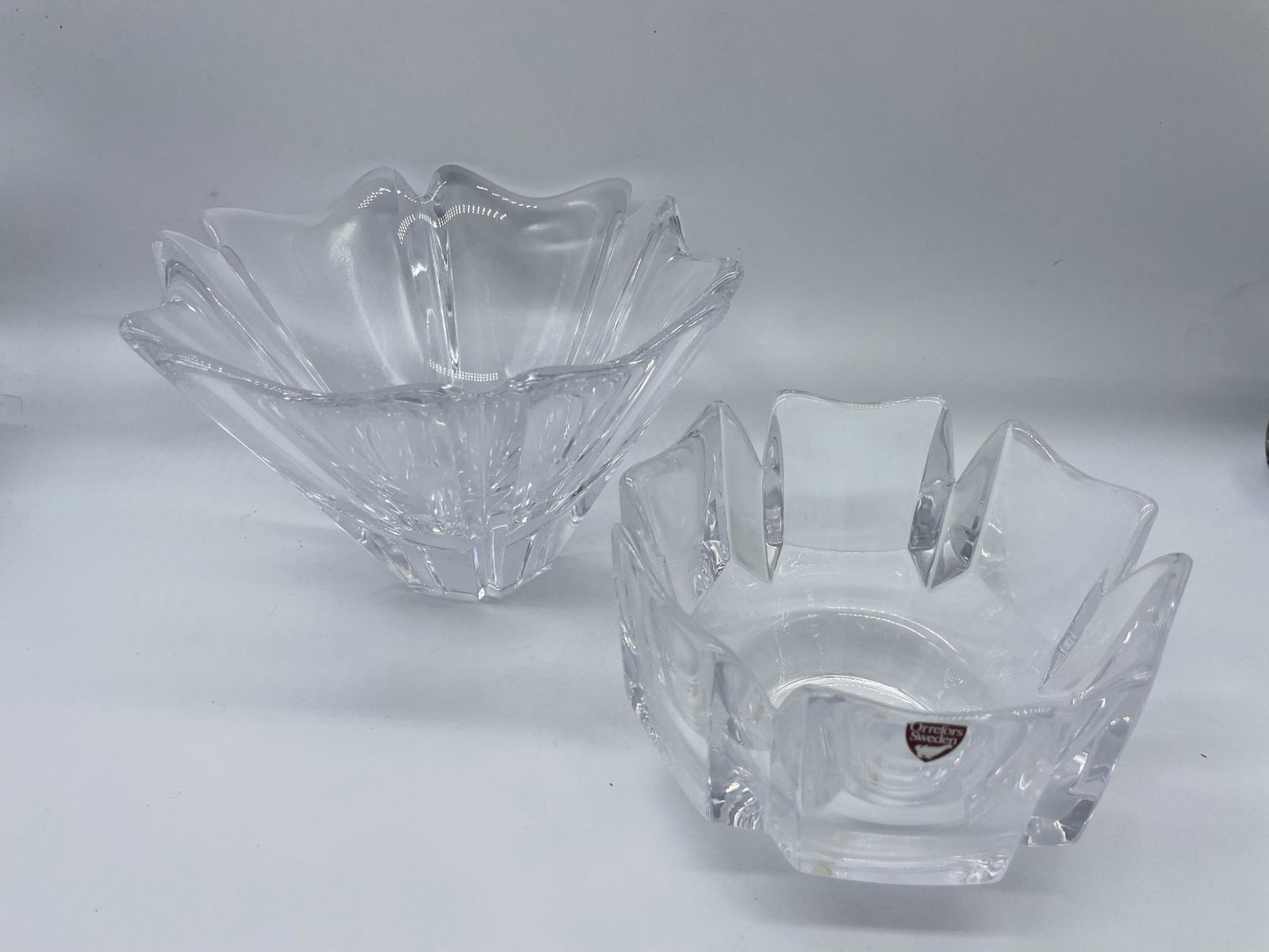 Beautiful Orrefors Crystal Glass Bowls. Stamped On Bottom Of Each: Beautiful Orrefors Crystal Glass Bowls. Stamped On Bottom Of Each