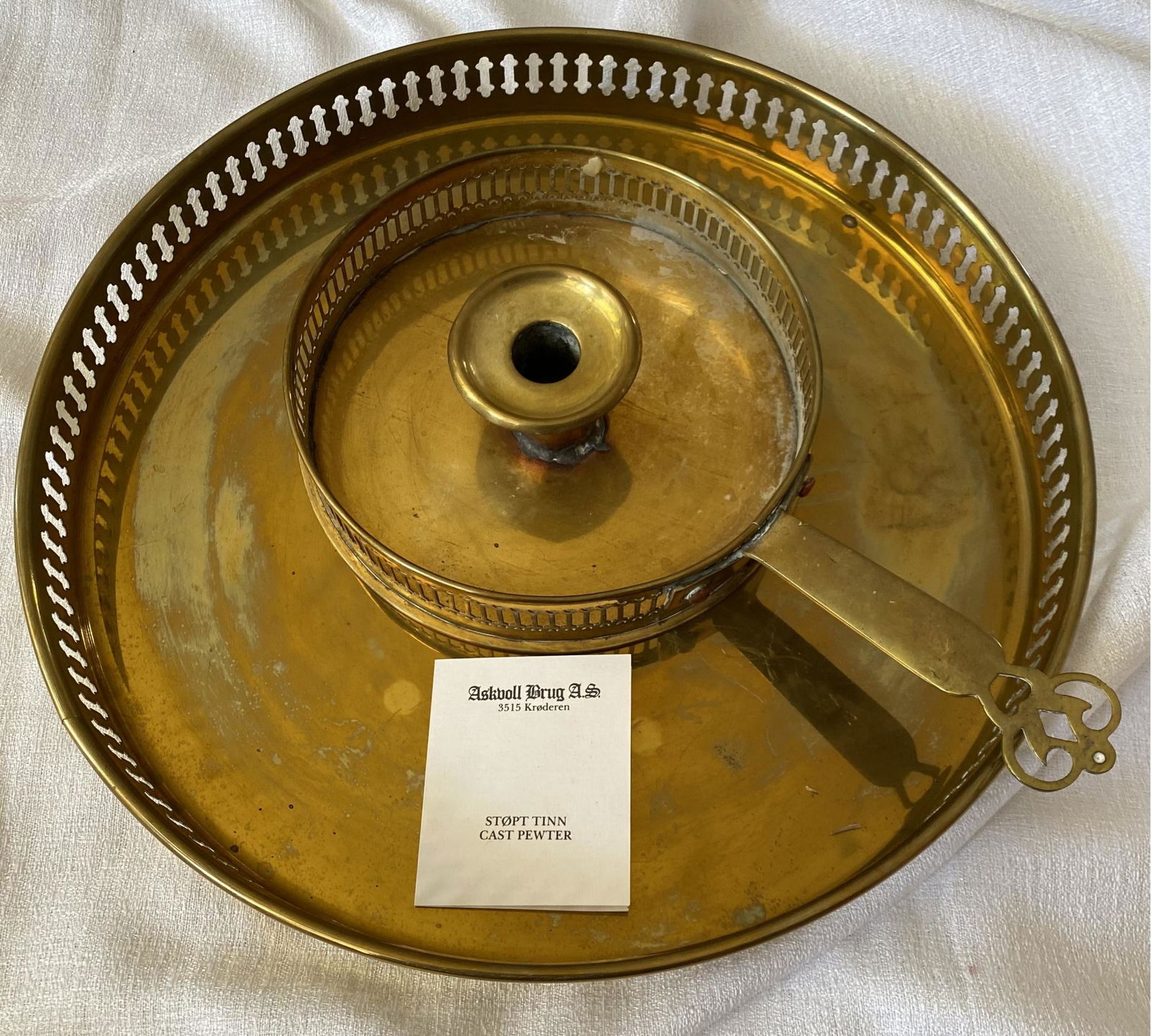 Cast Pewter Platter And Ladle, Plus Two Metal Serving Utensils From Thailand (1 of 3)