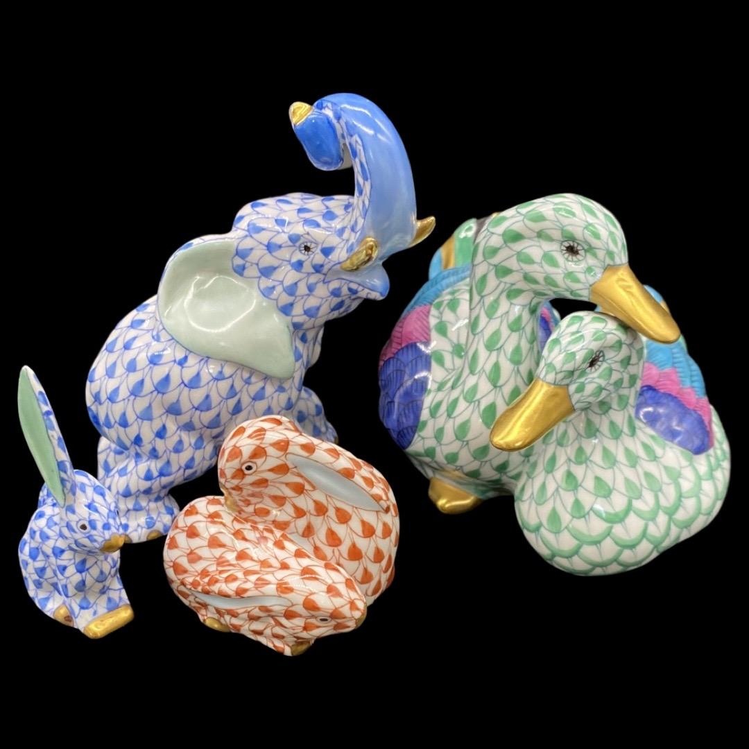 Herend Hvngary Hand Painted Mini Figurines (4) Largest One Standing 3 Inches (1 of 2)