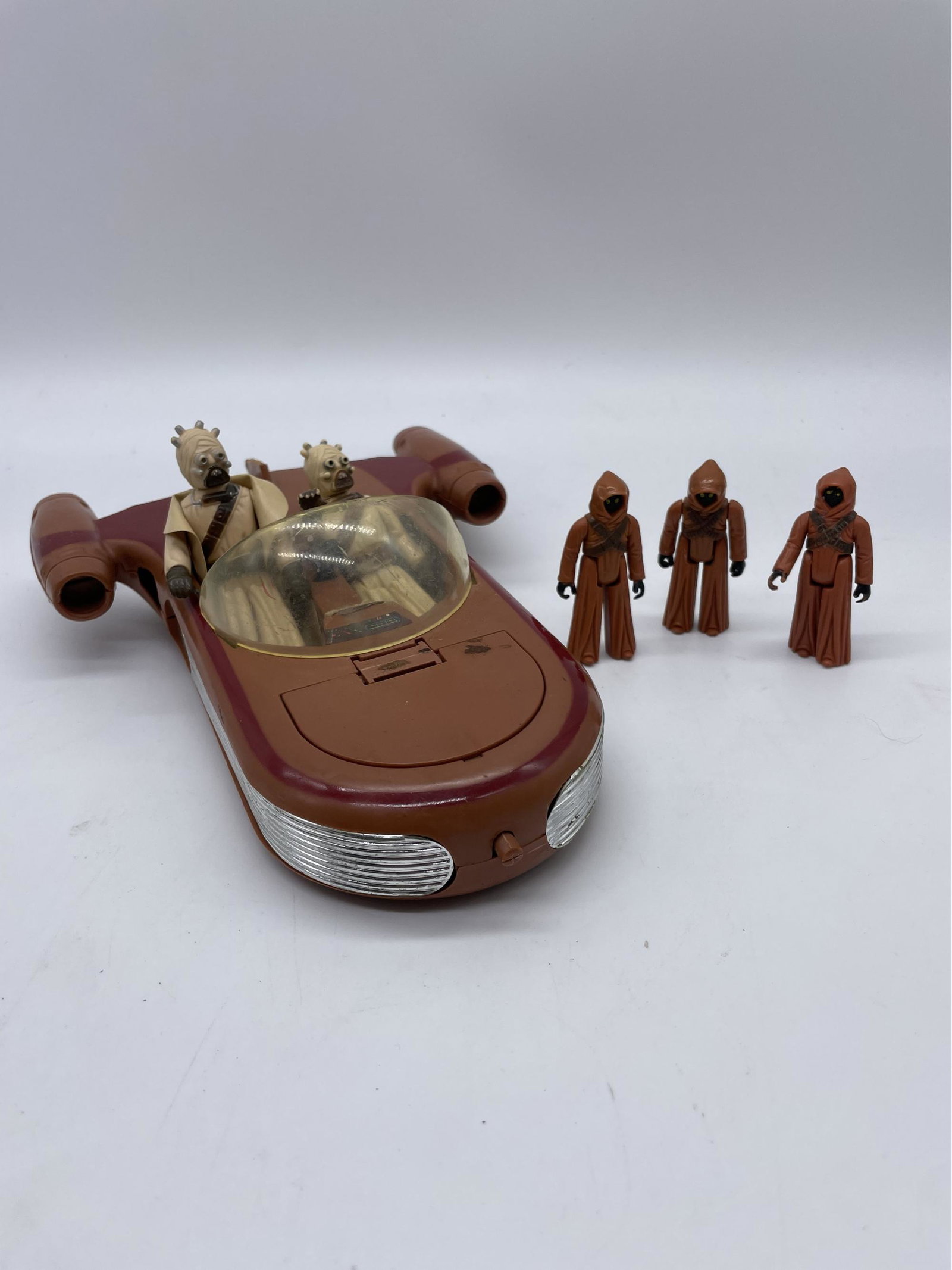 Star Wars Figurines! Jawa Figures (3), Tusken Raiders, And Vintage Landspeeder (1 of 3)