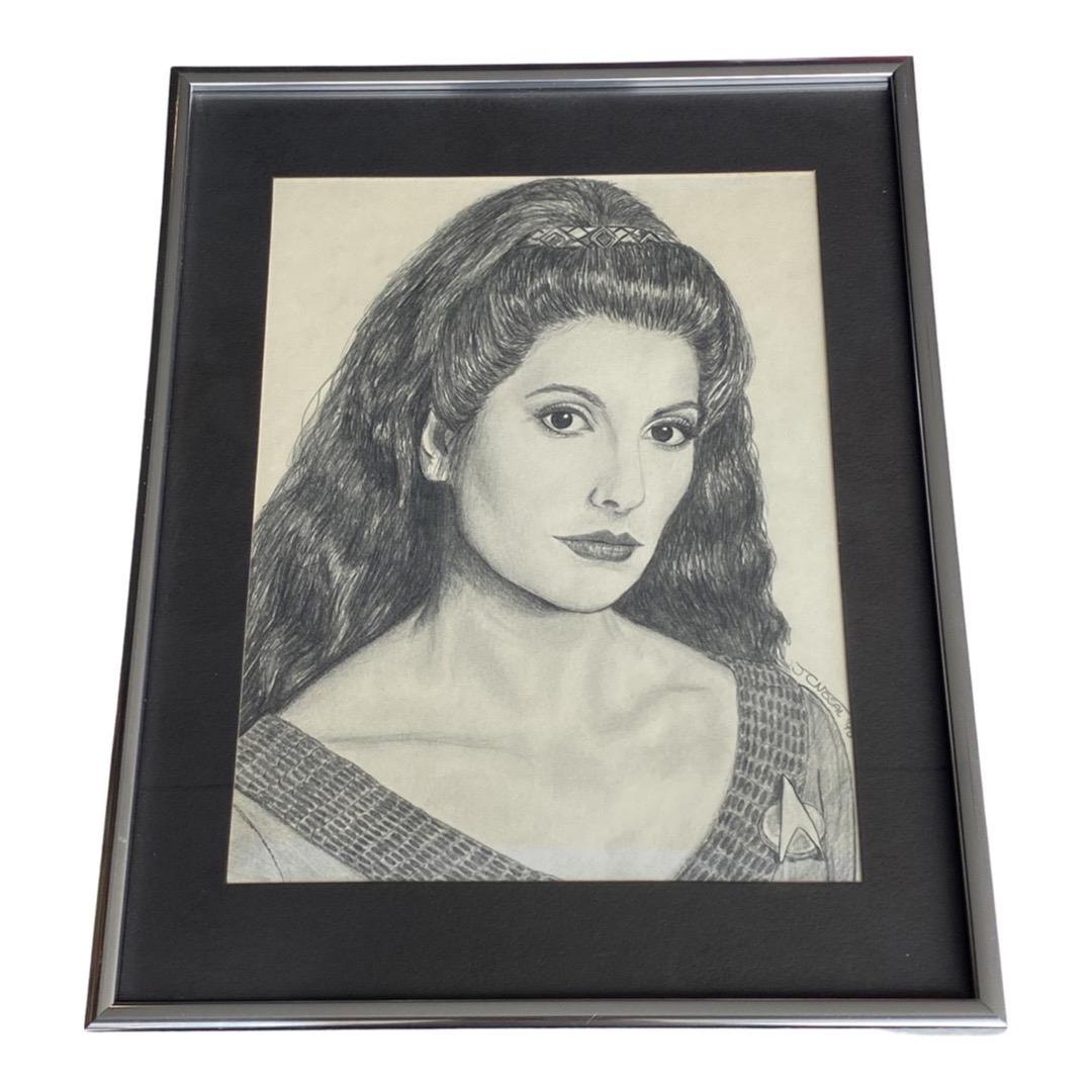 Star Treks Deanna Troi Framed Sketch By Julia C. Nosal (14.5x11.5): Star Treks Deanna Troi Framed Sketch By Julia C. Nosal (14.5x11.5)