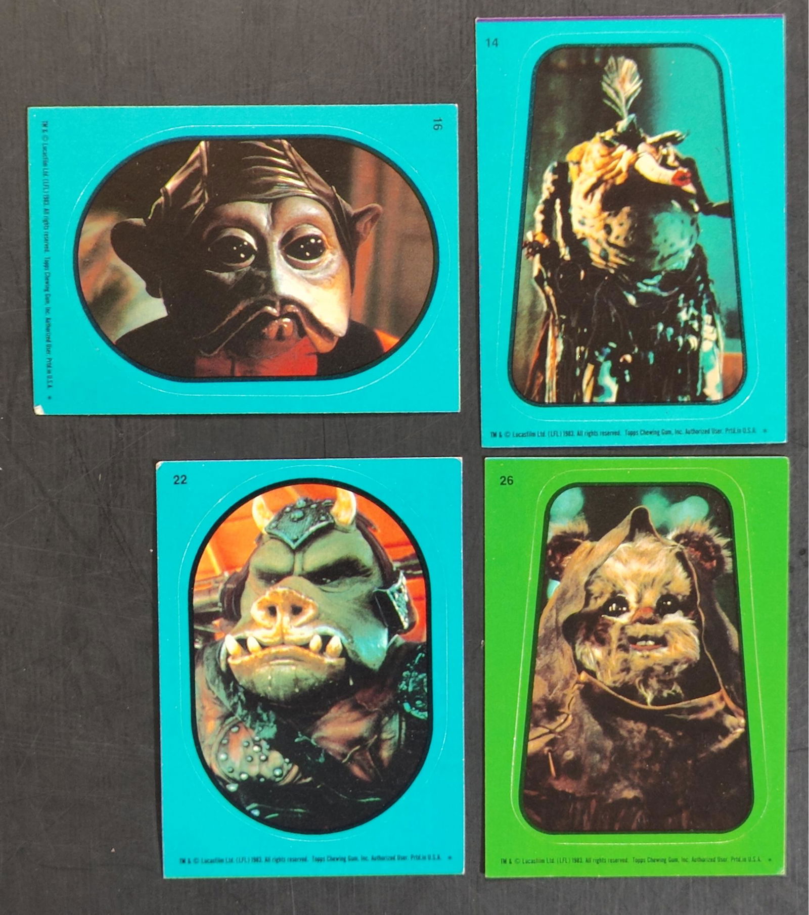 Four Star Wars Sticker Cards From 1983 Topps Series (1 of 2)