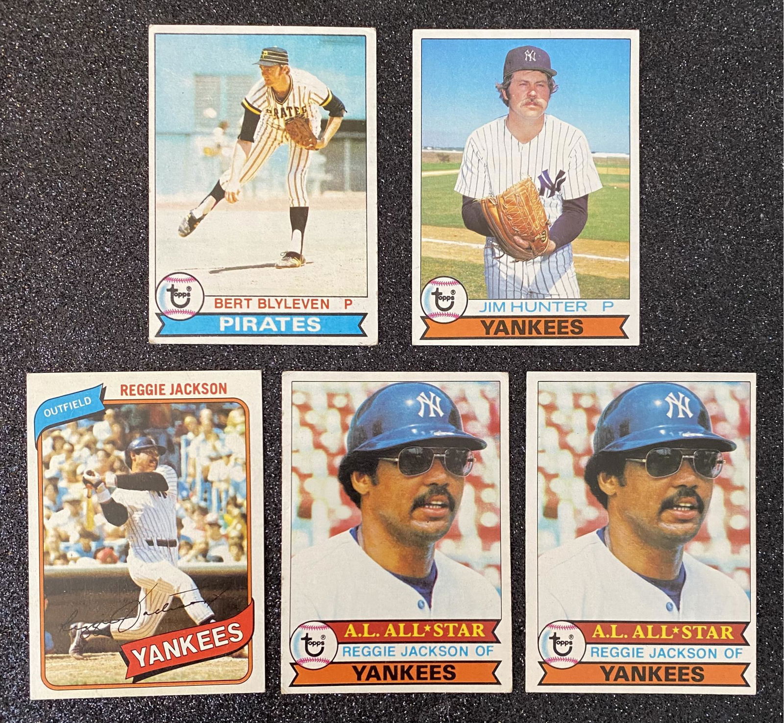 Reggie Jackson, Jim Hunter, Bert Blyleven Vintage MLB Baseball Trading Cards (1 of 1)