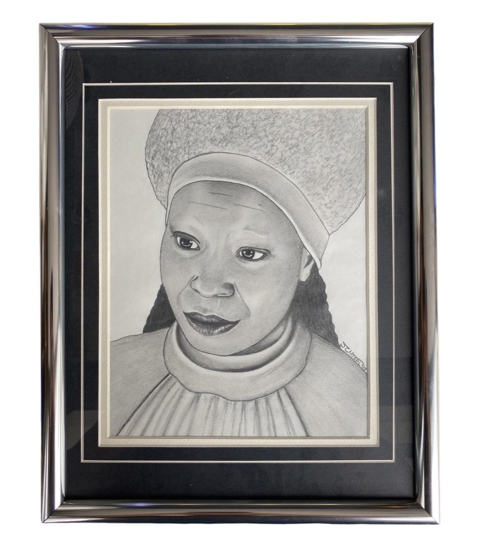 Star Trek Framed Sketch Of Guinan By Julia C. Nosal (14.5x11.5): Star Trek Framed Sketch Of Guinan By Julia C. Nosal (14.5x11.5)