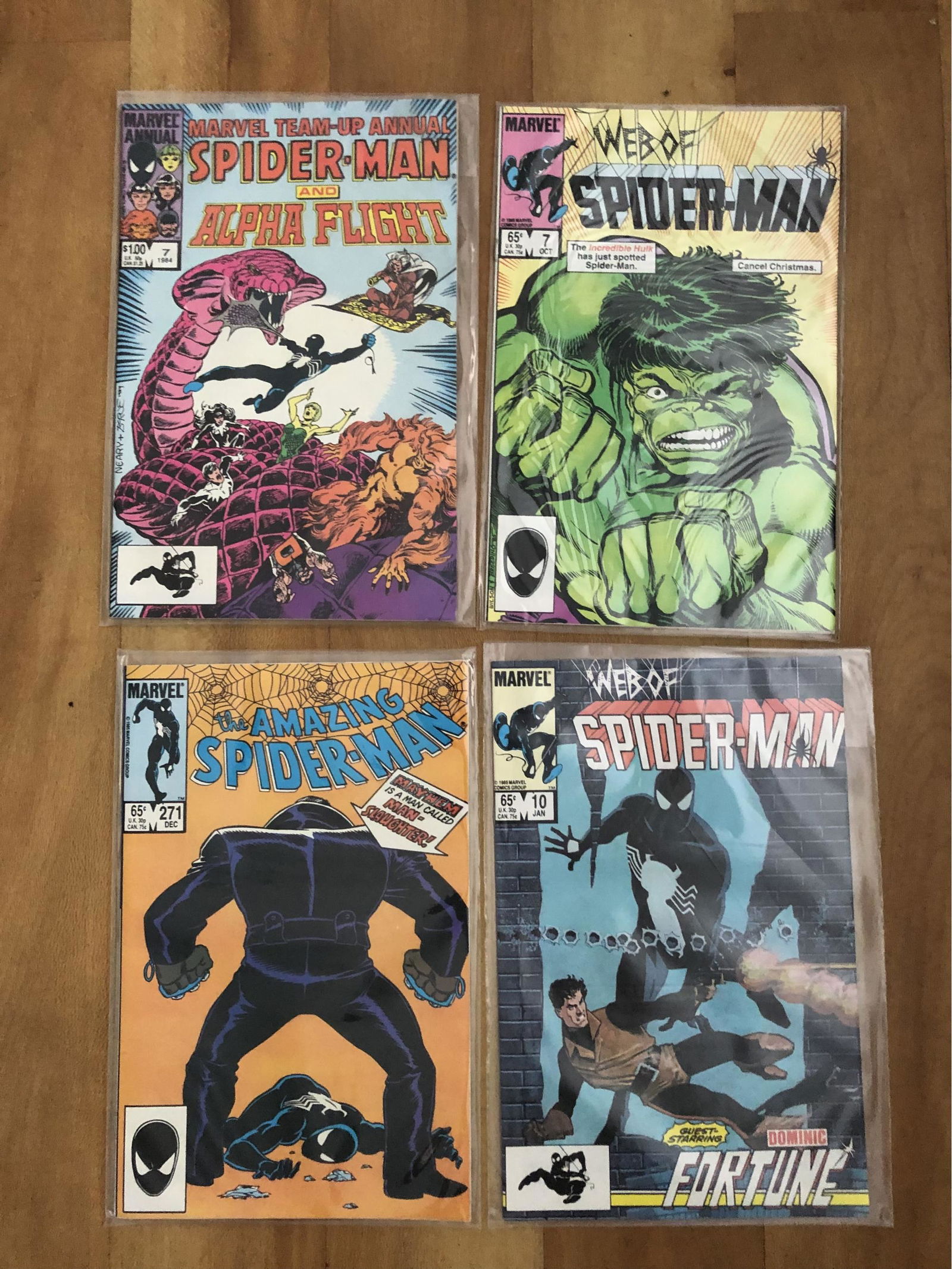 Vintage 80s Spider-Man Marvel Comic Collection In Plastic Protective Covers (10) (1 of 5)