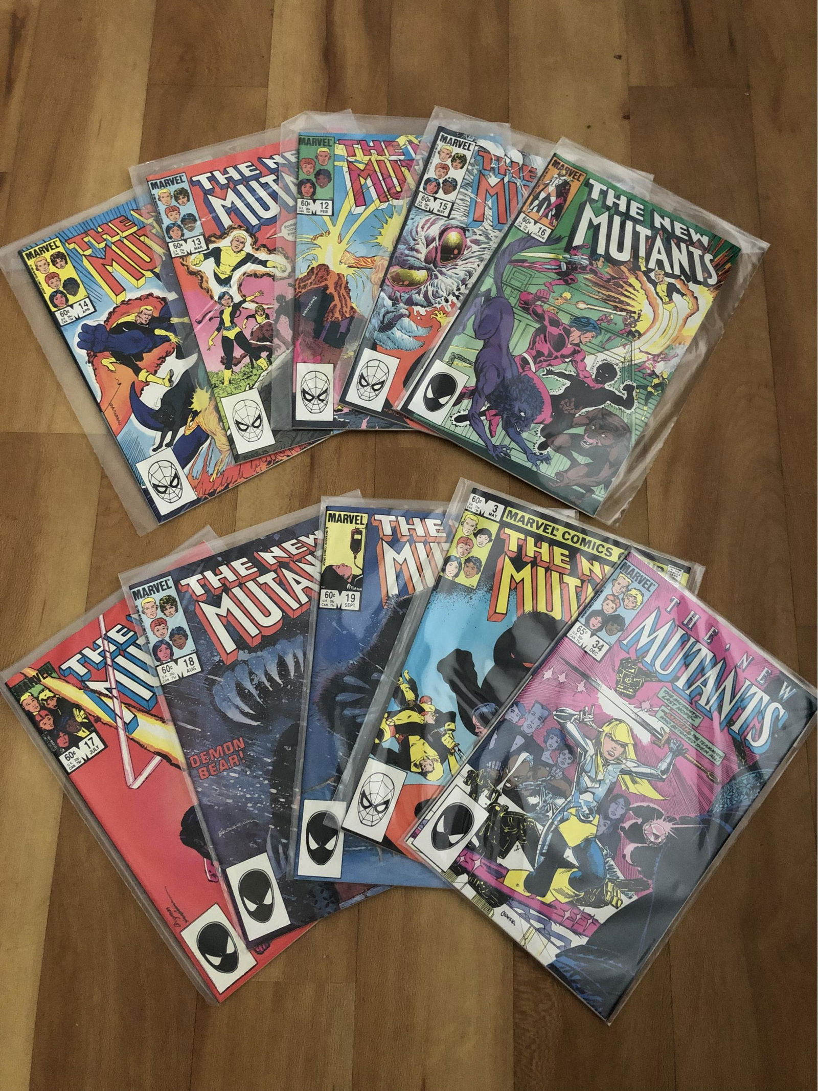 Vintage 80s The New Mutants Marvel Comic Collection In Plastic Protective Covers (10) (1 of 5)