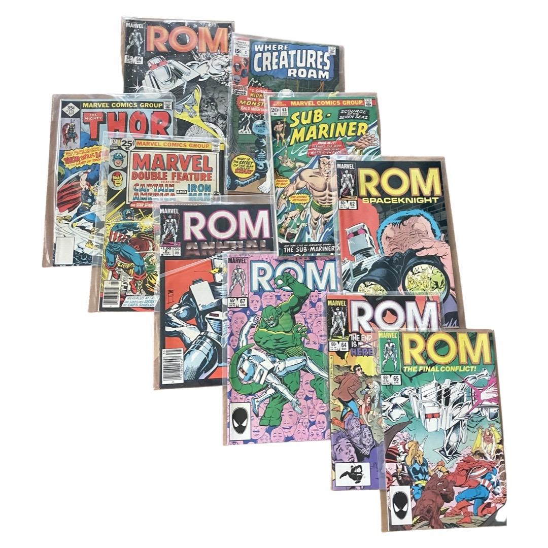 Marvel Comic Books! 10 Total! Sub-mariner, ROM Spaceknight, Marvek Double Feature And More! (1 of 2)