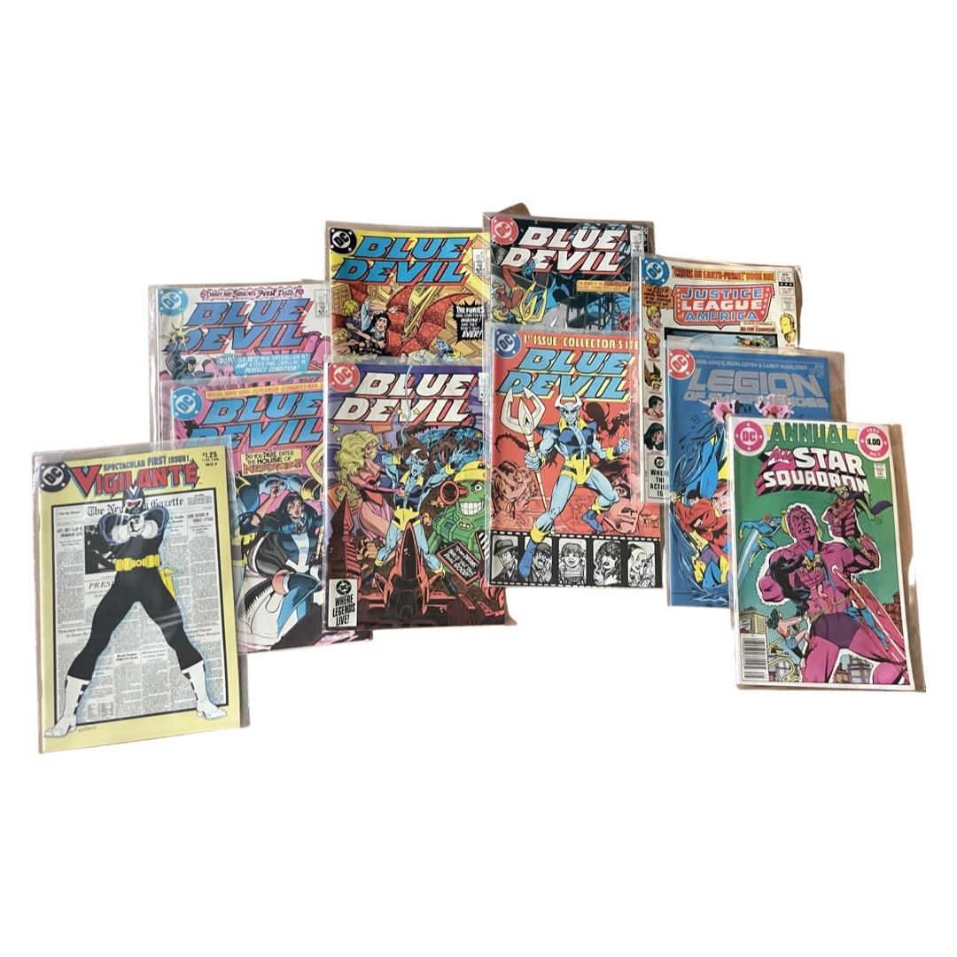 Assortment Of DC COMIC BOOKS! All Star Squadron, Lots Of Blue Devil Comics, And Justice League (1 of 4)