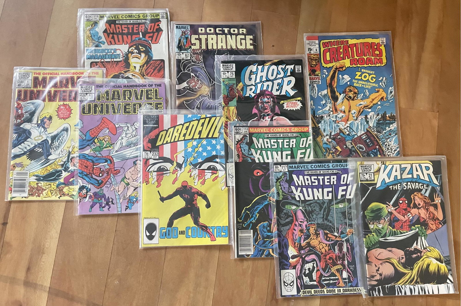 Marvel Comic Group, Comic Books! Master Of Kung Fu, Ghost Rider, Daredevil, Marcel Universe And (1 of 4)