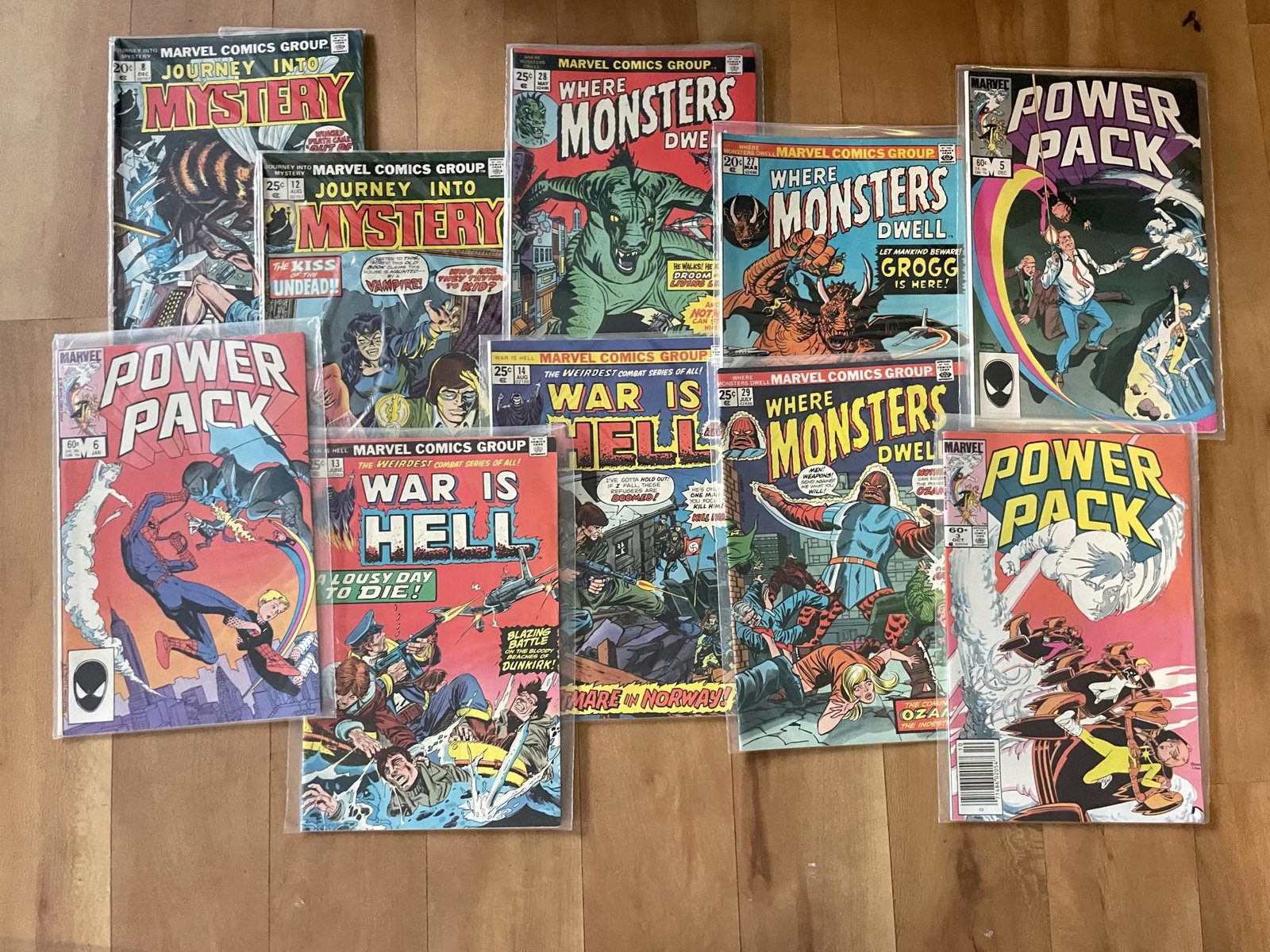 Marvel Comic Books! Power Pack, War Is Hell, Where Monsters Dwell, And Journey Into Mystery. (1 of 3)