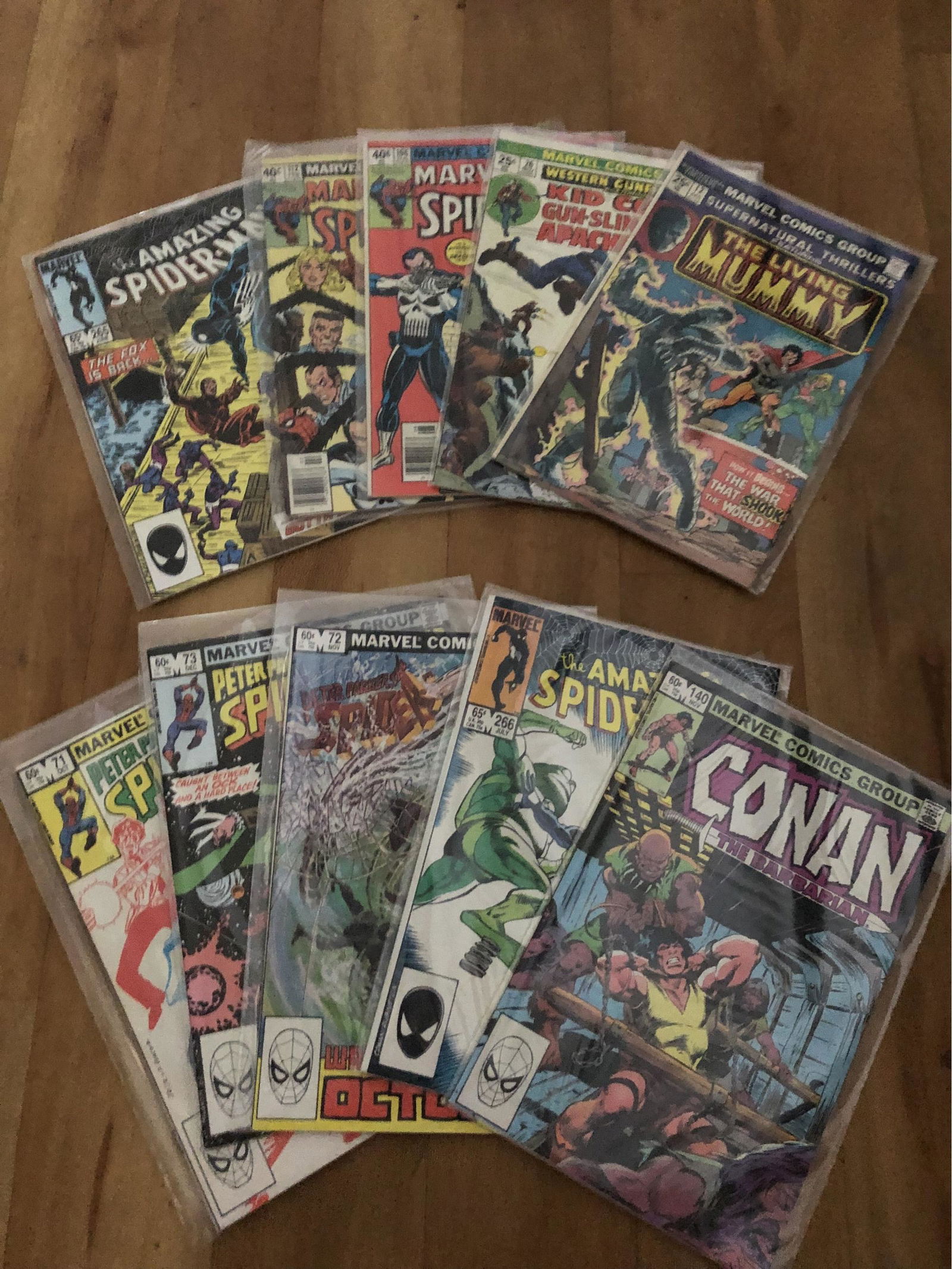Vintage Marvel Comics, Spider-Man, The Living Mummy, Conan, 1970s And 1980s In Plastic Covers (10) (1 of 5)