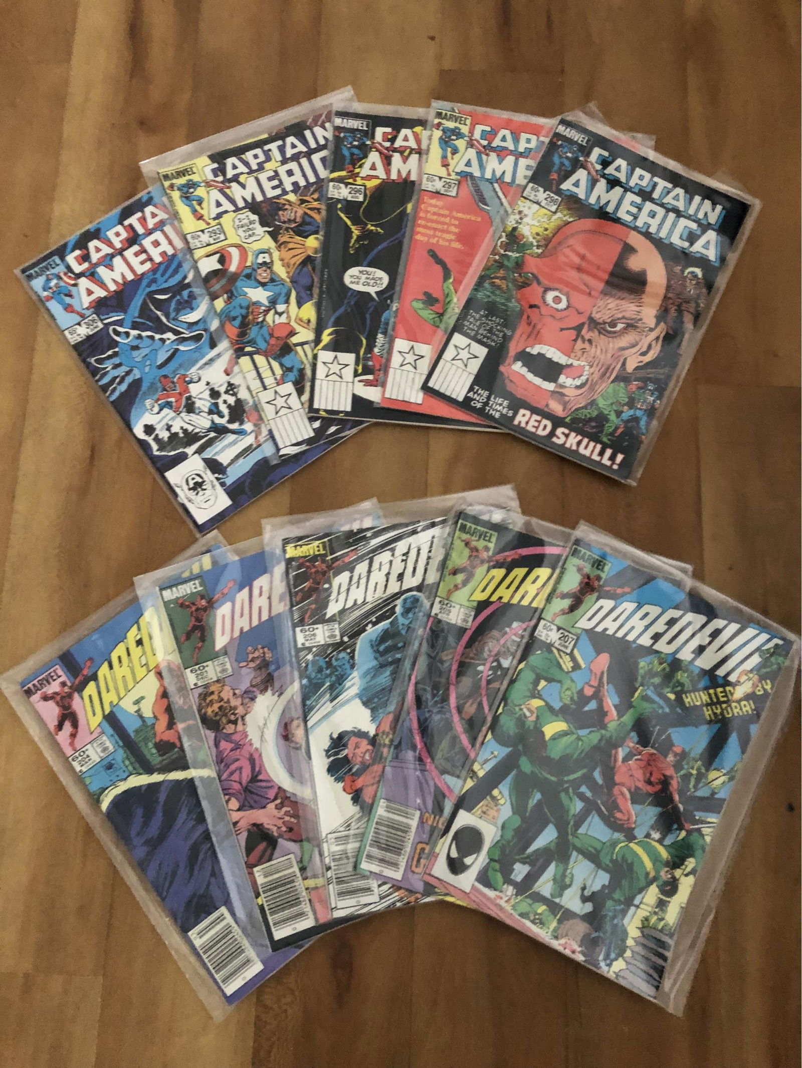 Vintage Marvel Comics, Captain America, Daredevil 1980s In Plastic Covers (10) (1 of 5)