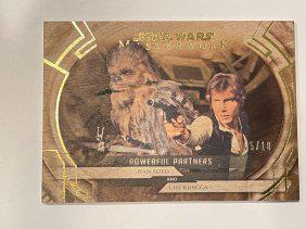 Star Wars: Han Solo And Chewbacca WOOD Card! 05/10 Silver Stamped! ONLY TEN EVER MADE! Powerful: Made from Wood. Masterwork Topps.
