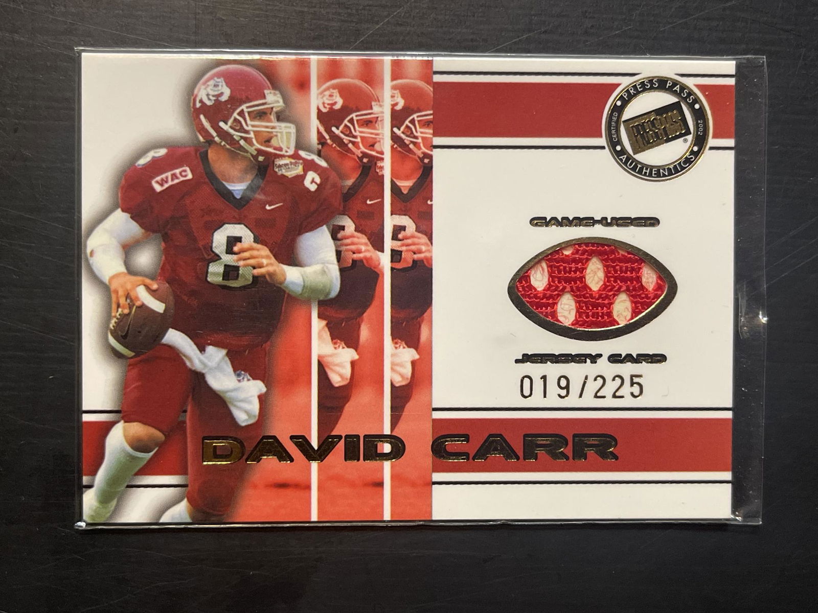 David Carr Limited Edition 19/225 Game Used Jersey Relic (1 of 1)