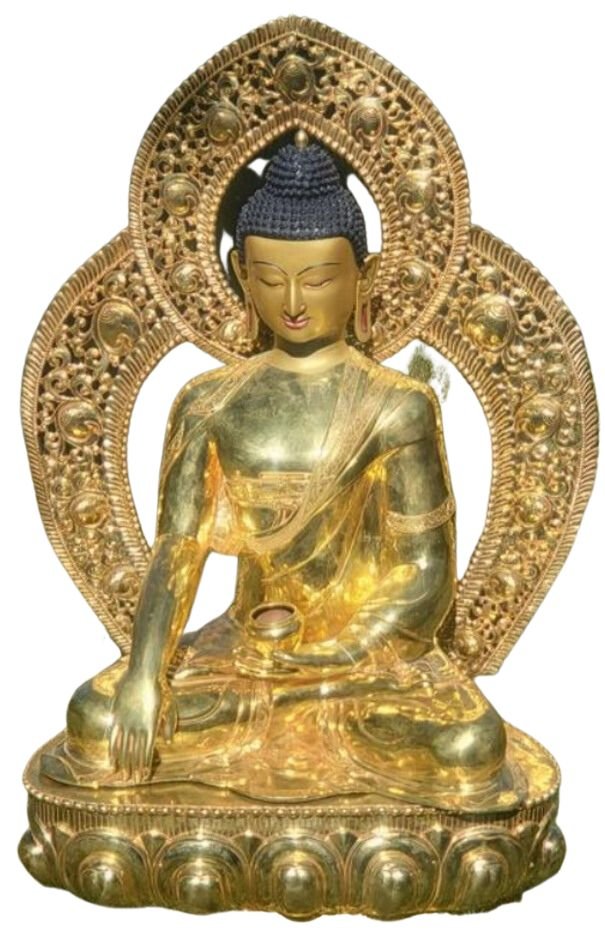 Shakyamuni Gilded Brass Buddhist Statue, 40" H. Breathtaking. (1 of 9)