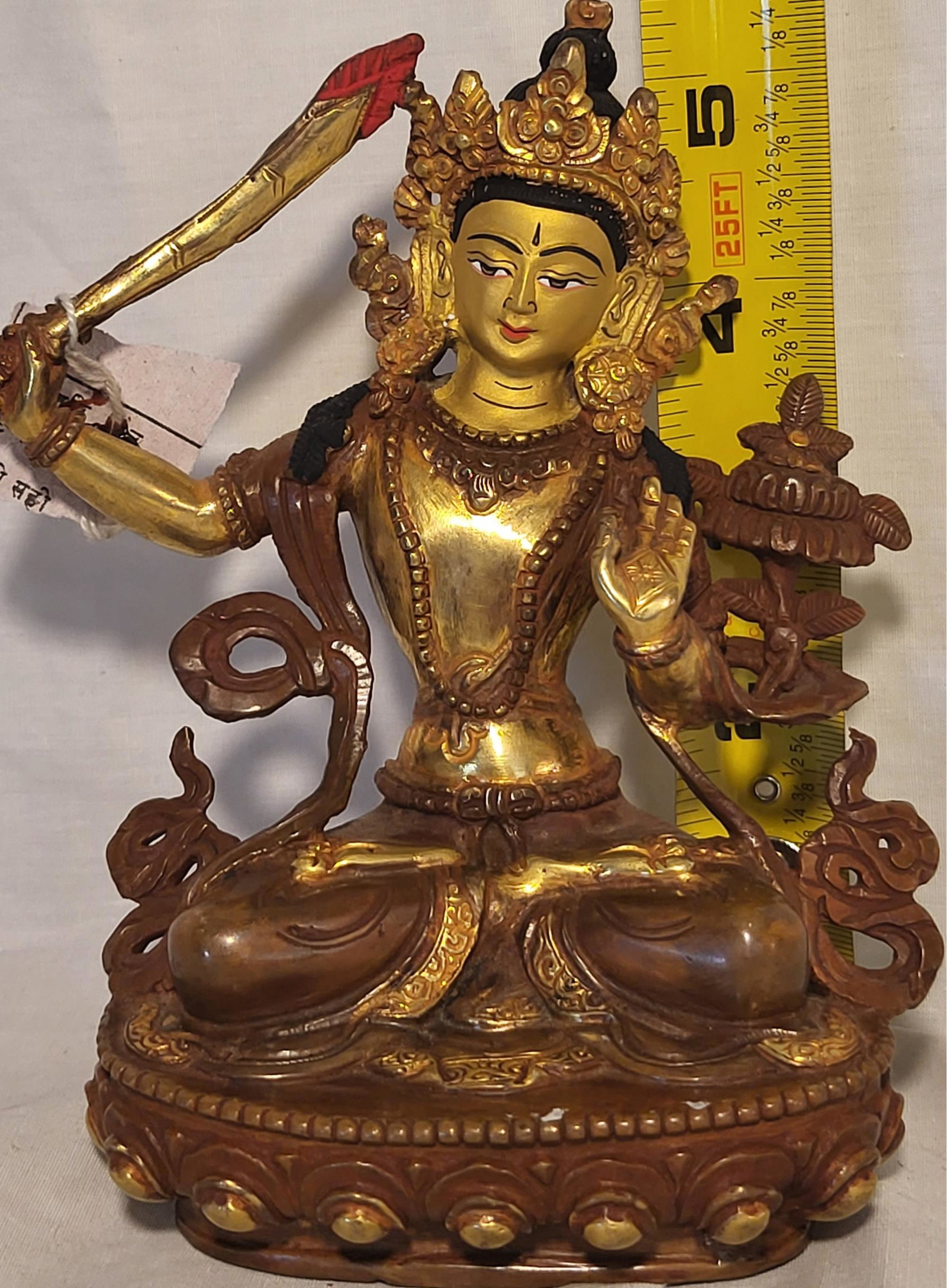 Manjushri Buddhist Statue: Manjushri personifies supreme wisdom. His name in Sanskrit means â€œgentle, or sweet, glory”; he is also known as MÃ£njughoá¹£a (â€œSweet Voice”) and VÄgÄ«Å›vara (â��