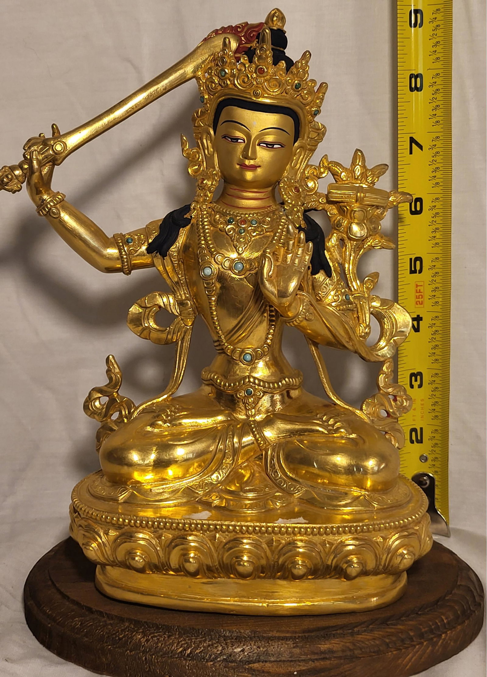 Manjushri Buddhist Statue: Manjushri personifies supreme wisdom. His name in Sanskrit means â€œgentle, or sweet, glory”; he is also known as MÃ£njughoá¹£a (â€œSweet Voice”) and VÄgÄ«Å›vara (â��