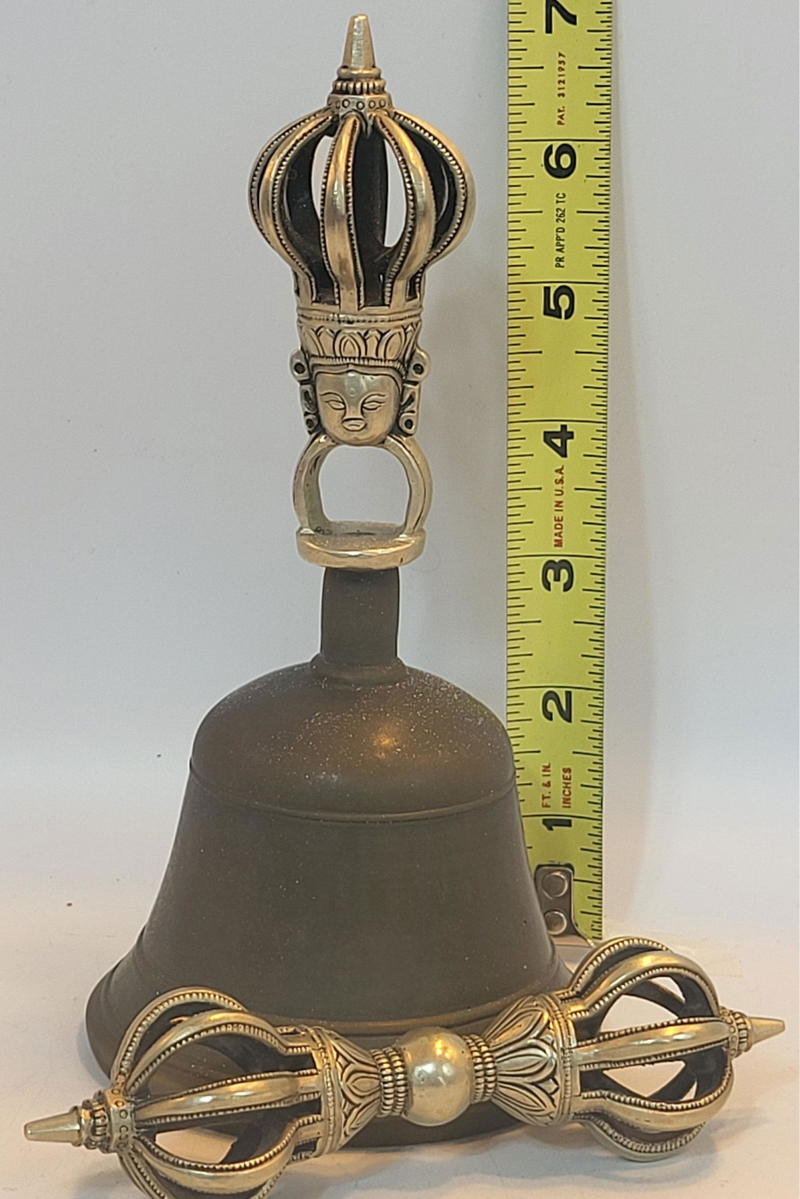Tibetan Brass Bell And Dorje Used For Meditation To Clear The Mind And Create Focus With Case (1 of 2)