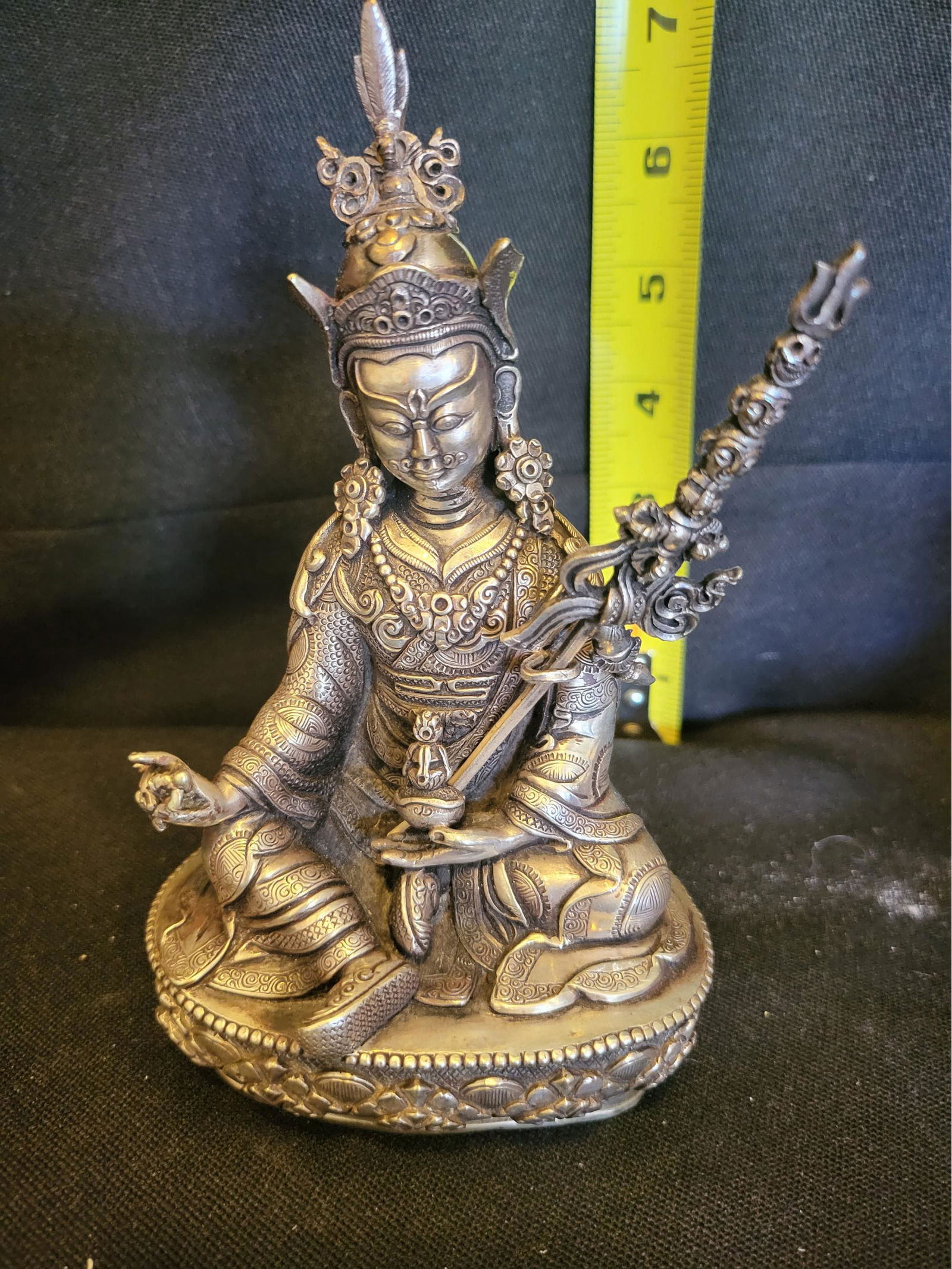 Guru Padmasambhava Statue - A Brilliant Gilt-Bronze Figure Of Tibetan Buddha. (1 of 2)