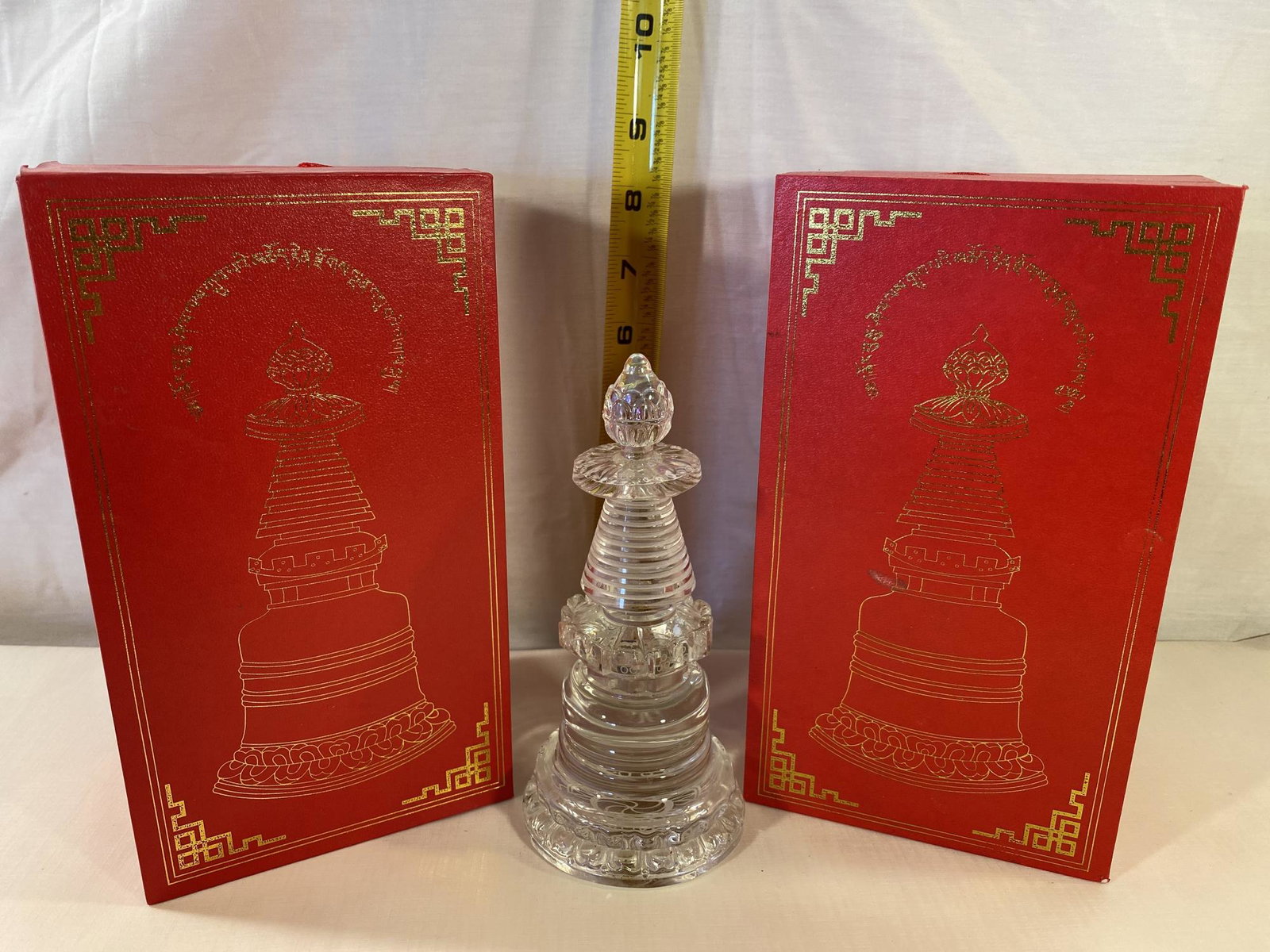 Collection Of Three Crystal Stupas With Two Decorative Boxes (6 Tall) (1 of 2)