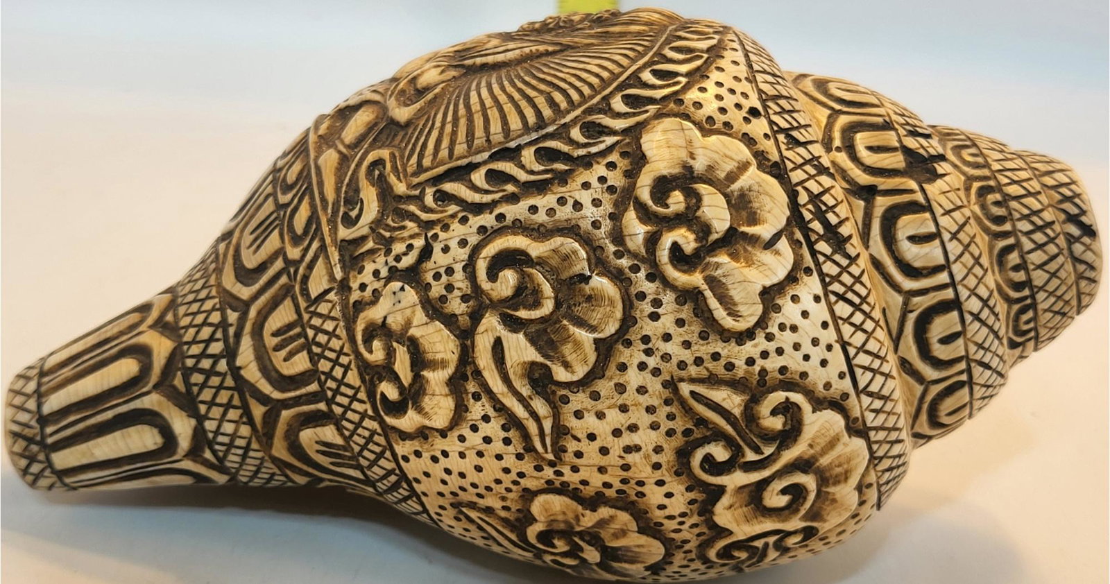 Hand Carved Tibetan Ritual Conch Shell Trumpet (1 of 3)