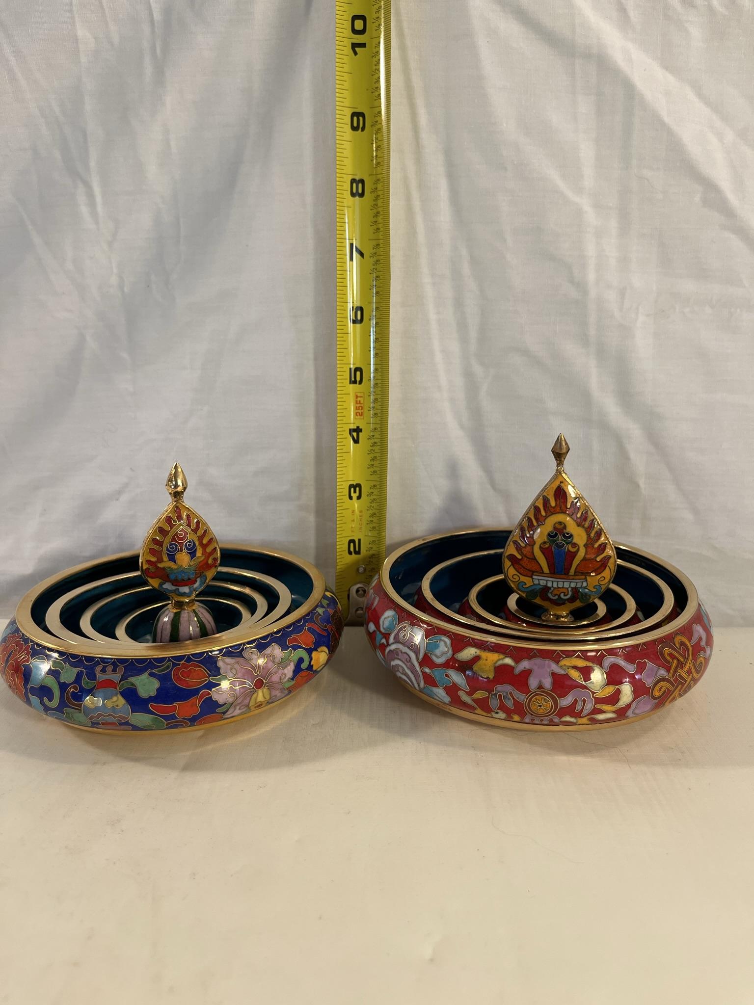 Set Of 2 Small Buddhist Cloisonne Mandala Set (1 of 2)